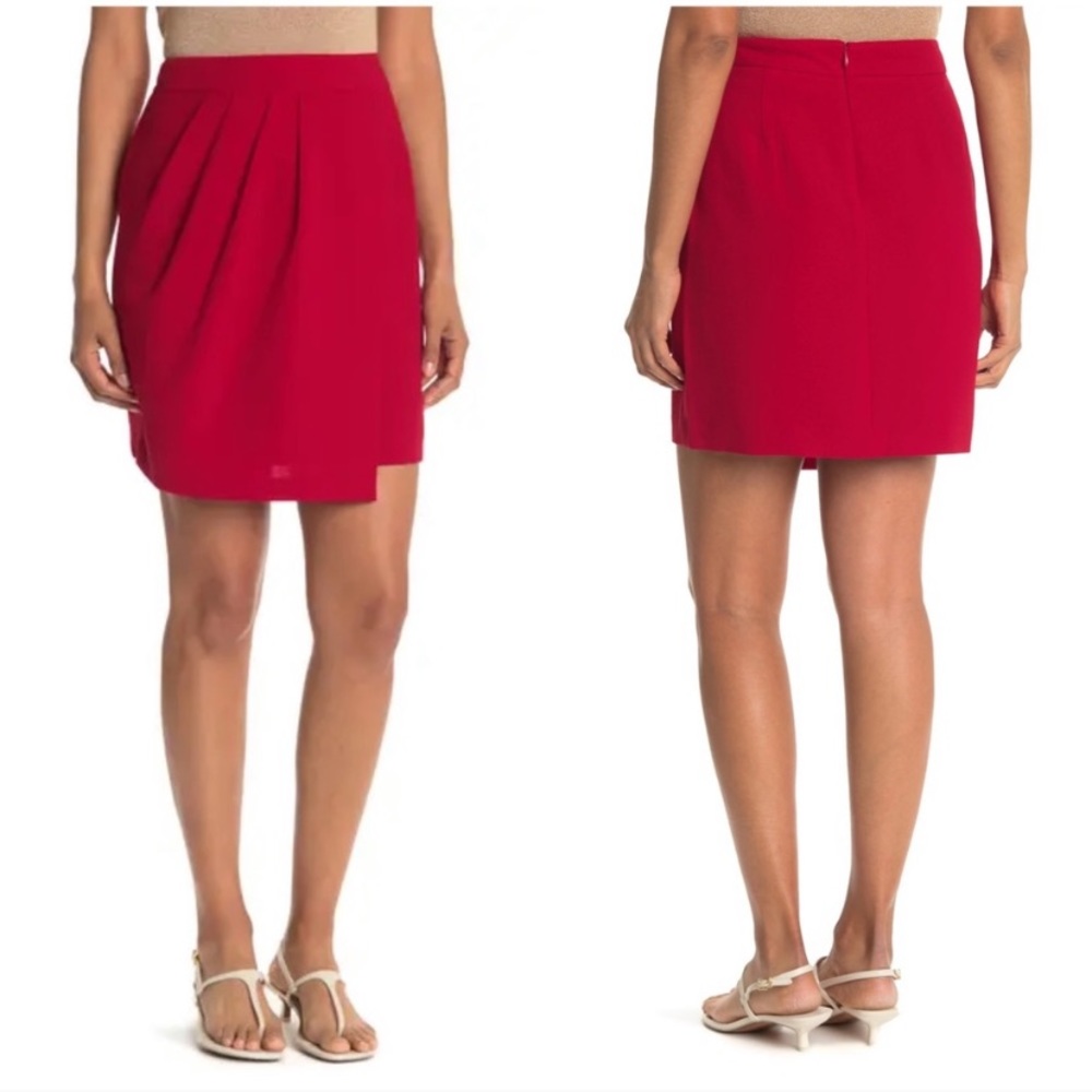 CLUB MONACO Benellie Faux Wrap Gypsy Red Skirt 4